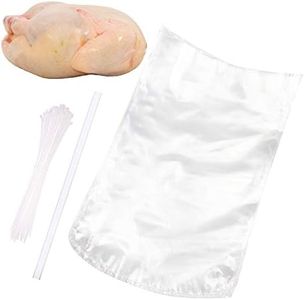 Poultry Shrink Bags,50Pack 13x18Inches Clear Poultry Heat Shrink Wrap BPA Free Freezer Safe with 30 Zip Ties,a Silicone Straw for Chickens,Rabbits