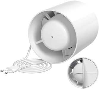 Milduall Ventilador Extractor de Aire 100mm, Extractor de Baño Ventilador en Linea Extraccion Humos 130m³/h, 34dB Silencioso para Baño Cocina Invernadero Tienda Garaje
