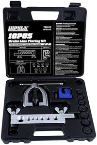 HIPULX Brake Line Flaring Tool Kit - 45° SAE Double & Single Flare Tool with Pipe Cutter & 7 Adapters, Professional Brake Line Repair Kit for Automotive Brake & HVAC Lines