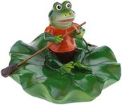 HOMYL 6 Types Artificial Pond Lily Floating Decoration Plant and Frog Ornament Fountain Pond Decoration Craft Baby Bathtub Toy 1-3 Frogs Choose - Rowing, as Described