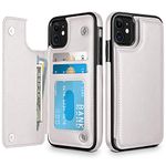 HianDier Wallet Case for iPhone 11 6.1-inch Slim Protective Case with Credit Card Slot Holder Flip Folio Soft PU Leather Magnetic Closure Cover for 2019 iPhone 11 iPhone XI, White