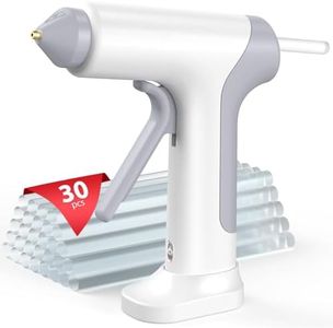 Cordless Hot Glue Gun, 10s Fast Preheat, 30PCS Mini Glue Sticks 7x100mm, 4V 20W Type-C Rechargeable, Anti-Drip, Auto-Off, for DIY Crafts, Repair, Decoration (White)