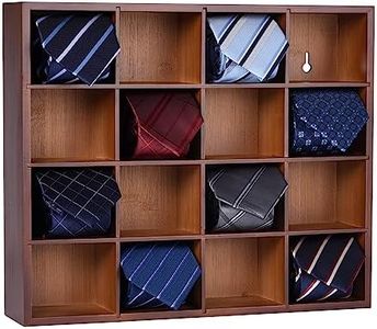 Ribgwo Tie Organizer Wall Mounted Tie rack,Tie box for Men,Tie Storage Box Organizer with 16 Compartments，Tie Display Racks for Bedroom, changing room, Men Wardrobe