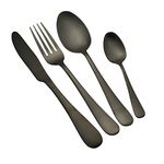 1Above 16 Pieces Cutlery Set for 4 People, Stainless Steel Flatware Set with Spoon, Knives and Fork. Dishwasher Safe, Easy Clean, Mirror Polished (Black)