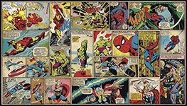 RoomMates JL1398M Marvel Comic Panel X-Large Chair Rail Prepasted Mural, Ultra-Strippable, 6x10.5-Feet