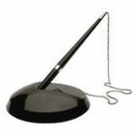 2x Reception Pen Desk Set On Chain With Stand- Black Counter Pen + Free Refills