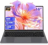 DERE Laptop Gaming,16 inch Laptop Computer,16GB LPDDR4 512GB SSD, WIN11, Celeron N5805, 2.5K IPS Notebook PC, Laptop with Fingerprint Unlock and Backlit Keyboard, HDMI,WiFi for Games,Work,Study,Gray