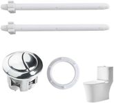 Toilet Flush Button, Dual Push Button Replacement Ideal Standard 38 mm Toilet Cistern Flusher Toilet Tank Press Button Silver Bathroom Push Rods with Round Head Accessories Repair Kit for Water Tank