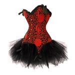 JL Corset Red Corset Shapewear for Women Wedding with Tutu Skirt Set Outfit UK(10-12) L