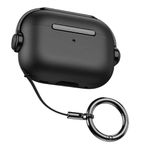 NEWTECHNO Antilost Lid Case Cover Shell for Airpods pro 2| Full Protection Case Cover with Lanyard Compatible for Airpods pro Gen-2 with carabaner-Black