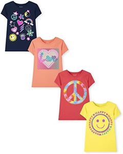 The Children's Place Girls Kindness, Love, Equality Short Sleeve Graphic T Shirts Multipacks, Love/Doodle/Happy/Peace 4-Pack, Medium