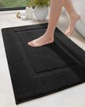 DEXI Bathroom Rug Mat, Ultra Absorbent Soft Bath Rug, Washable Non-Slip Bath Mat for Bathroom Floor, Tub, Shower Room, 24"x16", Black