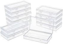 LJY 12 Pieces Rectangular Empty Mini Clear Plastic Organizer Storage Box Containers with Hinged Lids (6.1 x 3.3 x 1.2 inch, Transparent)