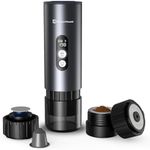 Maestri House Portable Coffee Maker with 2-3 Min Fast Self-Heating, Travel Espresso Coffee Machine with Small Tea Cup Also Holder for NS Capsule & Ground Coffee for Car Camping, RV, Hiking