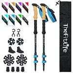 TheFitLife Carbon Fiber Trekking Poles ââ‚¬â€œ Collapsible and Telescopic Walking Sticks with Natural Cork Handle and Extended EVA Grips, Lightweight Nordic Hiking Poles for Backpacking Camping (Blue)