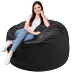 American Century Home Memory Foam Bean Bag Chair, Oversized Sofa for Adults, Teens & Kids, Removable Velvet Cover, Ultra Comfortable for Gaming, Bedroom, Living Room, or Dorm(Black, 4ft)