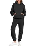 ANRABESS Womens 2 Piece Outfits Lounge Hoodie Oversized Sweatshirt Jogger Sweatpants Y2K Tracksuit Sweatsuit Set Fall Clothes, Black, Small