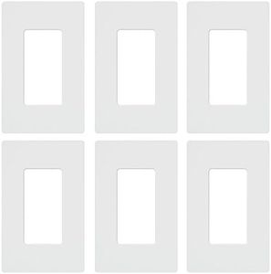 Lutron Claro 1 Gang Decorator/Rocker Wallplate, Gloss, White (6-Pack) | CW-1-WH-6