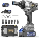 DIYtoolifz Cordless Impact Wrench 1/2 inch Compatible with DeWalt 20V Battery, 1000 Ft-lbs (1360N.m) High Torque Impact Driver with 2x5.0AH Battery & 6 Sockets, Impact Gun for Car Truck Mower
