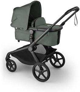 Bugaboo Kangaroo Single to Double Tandem Stroller with Seat and Bassinet for All Terrains, Black/Forest Green