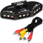 Fosmon Technology 3-Way Audio/Video RCA Switch Selector/Splitter Box & AV Patch Cable for Connecting 3 RCA Output Devices to Your TV