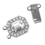 Beadaholique Rhodium Plated 2-Strand Box Clasp With SWAROVSKI ELEMENTS 22x12mm