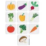 MAYJOYDIY 10pcs Vegetables Stencil 6×6inch Farm Vegetable Drawing Stencil with Painting Brush Reusable Pumpkin Eggplant Tomato Carrot Radish Painting Stencils for Wood Canvas Paper Fabric Wall