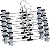 Shabd Products Heavy-Duty Add-On Metal Skirt Slack Jeans Pant Hangers with Clips, Multi Stackable Add on Metal Hangers, Adjustable Clip Pants Hanger, Cascading Clip Hager Jeans (Pack of) (5) (12)