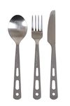 Lifeventure Titanium Camping Cutlery Set – Ultra Lightweight Camping Cutlery for One - Knife, Fork and Spoon Set with Carabiner and Velcro Clasp for Camping or Travel