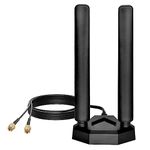 Nelawya Tri Band WiFi 6E Antenna 8dBi 2.4GHz 5.8GHz 6Ghz Magnetic Base RP-SMA Adapter Bluetooth Antenna Compatible with PC Desktop Computer PCI-E Card WLAN Wireless WiFi 6E Router