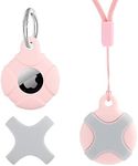 Airtag Holder for Kids Airtag Necklace Kids & Adults, Apple AirTag Adjustable Necklace for Child Boys Girl Elders Hidden with Keychain,Waterproof Apple Airtag Case with GPS Tracker (Pink/Grey)