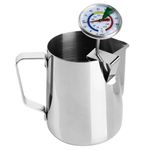 Milk Thermometer and 600ml Milk Frother Jug for Perfect Barista Style Coffee Making Great for Frothy Latte Cappuccino