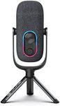 JLab Epic Talk USB Microphone, Black, USB-C Output, Cardioid, Omni, Stereo, and Bi-Directional, 192k Sample Rate, Volume Control, Gain Control, and Quick Mute, 3.5mm AUX, Plug and Play