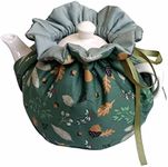 Cotton Tea Cozy, Vintage Decorative Dust Proof Teapot Cover with Insulation Pad to Keep Tea Warm, Kitchen Home Decor for Mom, Wife, Friends (Green)