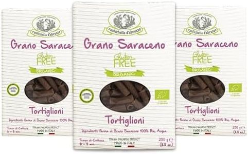 Rustichella d'Abruzzo Organic Buckwheat Tortiglioni (Pack of 3), 250g Each - Gluten-Free Pasta with Distinct Buckwheat Flavor - Artisan Pasta from Italy