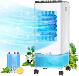 IKBAOME Portable Air Conditioners 【6L Tank&3 Ice Packs】3-IN-1 Evaporative Air Cooler, 3 Wind Speed & Cooling Modes, 60° Oscillation & Casters, Eco Friendly, Quiet Air Cooler for Bedroom Office