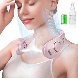 KJXIC Personal Misting Fan,Mister Fans,Folding Hanging Neck Fan,Cordless Bladeless Battery Cooling Neck Cooler Device,Birthday Gifts for Home,Office,Outside,Travel,Sports Light Purple