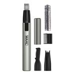 Wahl Micro Finisher Nose Hair Trimmer for Men and Women 3-in-1 Nose Trimmer, Ear and Eyebrow Trimmer, Lithium Battery Powered, Washable Heads, Gifts for Him