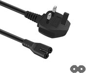 C7 Figure 8 Cord Power Cable UK 3PIN 1.2M (120CM) Plug for Samsung LG Philips Toshiba Sony PS4 PS5 Sharp Panasonic LED Flat TV Printer Sky box, Sky Plus+ HD Box