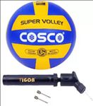 COSCO Combo of 4 1 Super Volley Size-4 1 Tigon Dual Action Ball Pump 2 Needle Volleyball - Size 4 (Pack of 4 Multicolor)