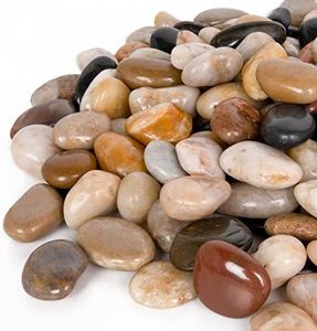 GASPRO 30 Pound River Rocks, Decorative Stones for Walkways, Outdoor Landscaping, Garden, Yard, 1-1 3/4 Inch, Polished Pebbles for Planters, Flower Beds, Vase, Mixed Color