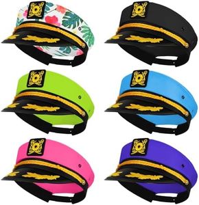 dodowin Captain Hat for Men Women Adjustable Sailor Hats 6 Pack Boat Cruise Yacht Rock Party Costume Beach Essentials Hawaiian Outfit Blue Green Pink Purple Black Floral