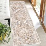 U'Artlines Boho Hallway Runner Rug 2' x 6' Vintage Farmhouse Laundry Rug Runner Accent Area Rug Carpet Non Slip Soft Washable Kitchen Rug Entryway Runner Mat Throw Rug for Living Room (Beige Khaki)