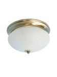 Fos Lighting Zenith Crackle Glass Flush Mount Brass 40 Watts Round Ceiling Lamp (Gold & White, 10 Inches)