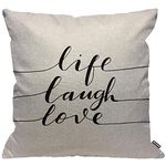 HGOD DESIGNS Cushion Cover Quotes Life Laugh Love Word Inspiration Lettering Black White Throw Pillow Cover Home Decorative for Men/Women living room Bedroom Sofa 18X18 Inch Pillowcase