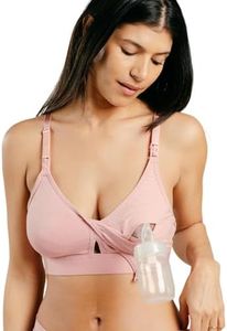 Supermom Pumping and Nursing Bra, Hands Free Maternity Bra for Breastfeeding, Comfortable Soft Breast Pump Bra, Rose Pink, Small