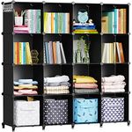 HOMIDEC Bookcase, 16 Cube Storage Unit Bookshelf, Storage Cubes Multi-Use DIY Storage Shelves for Books, Storage Boxes, Clothes, Crochet Yarn, Toys