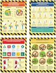 Yellow Safety® - Workplace Safety Poster - Non-Lamintated, 12 x 16", Lift, Stretch, Fire Extinguisher & Forklift Posters (Combo Set)