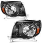 oEdRo Headlight Assembly Compatible with 2005 2006 2007 2008 2009 2010 2011 Tacoma Headlamp with Amber Reflector Clear Lens Black Housing