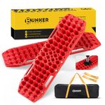 Recovery Traction Boards- BUNKER INDUST Offroad Traction Mat Track Tire Ladder Red Traction Tracks with Jack Base for Sand Mud Snow, Pack of 2